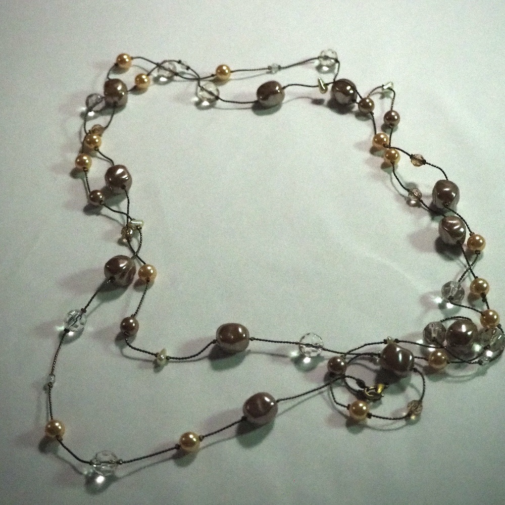 Long Champagne Necklace with matching earrings